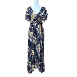 Abel the Label Anthropologie Maxi Ghandi Floral Ruffle‎ Sleeve Dress Boho Size M
